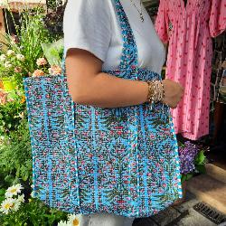 Sac coton Indien Surpiqué "Jardin d'Orient"