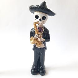 Statut squelette chanteur mexicain saxo